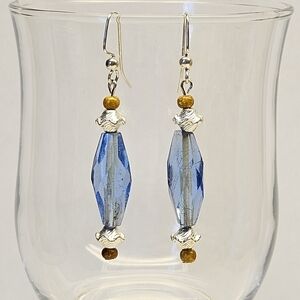 Blue and Yellow Glass Beaded Earrings